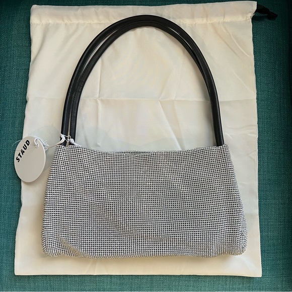 Last one! 🪩 STAUD Penny Crystal Mesh Shoulder Bag - Picture 10 of 16